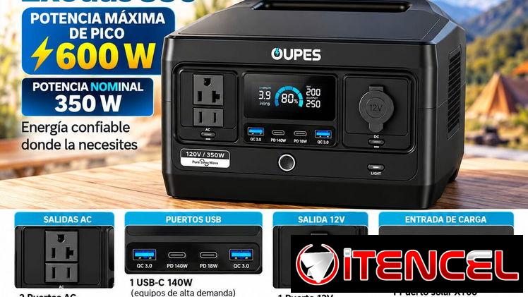 OUPES EXODUS 350 – Estación de Energía Portátil🎁batería: 288 Wh ⚡ Potencia nominal: 350 W📍Mensajería GRATIS ⭕️