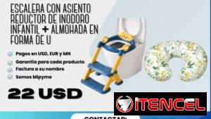 👶 ESCALERA CON ASIENTO + REDUCTOR DE INODORO INFANTIL + ALMOHADA EN FORMA DE U  💰 Precio: $22 USD