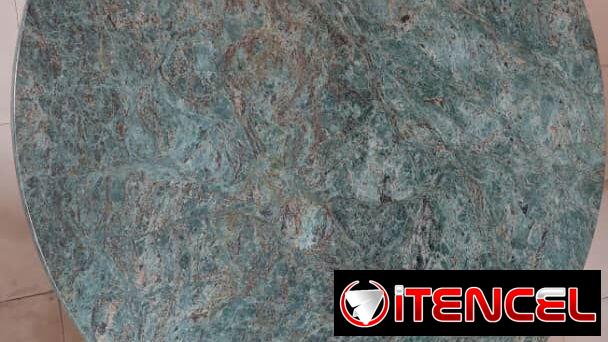 Elegante mesa de centro baja de mármol verde 80 cm diámetro — foto 1