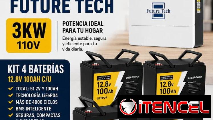 Inversor 3kw 4 bateria de 12.8 v -100ah