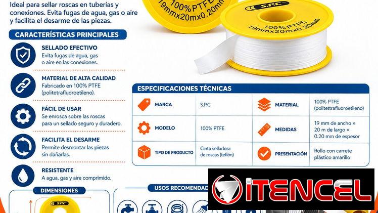 TEFLÓN S.P.C 100% PTFE — 19 MM × 20 M