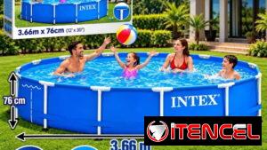 🏊‍♀️💦 Piscina INTEX azul, diseño circular con estructura metálica reforzada