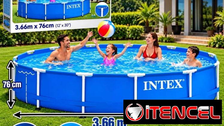 🏊♀️💦 Piscina INTEX azul, diseño circular con estructura metálica reforzada