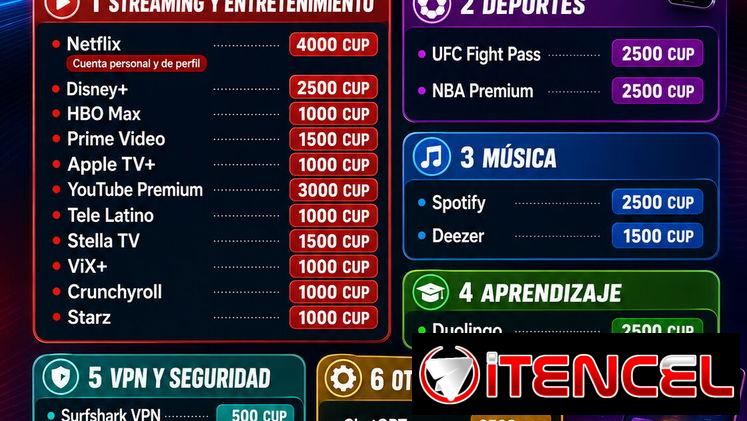 🔥 SERVICIOS DE STREAMING, DEPORTES, VPN Y ENTRETENIMIENTO DIGITAL 🔥