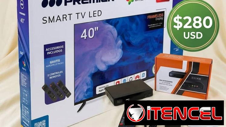 Smart tv 40" + soporte a la pared + Cajita descodificadora