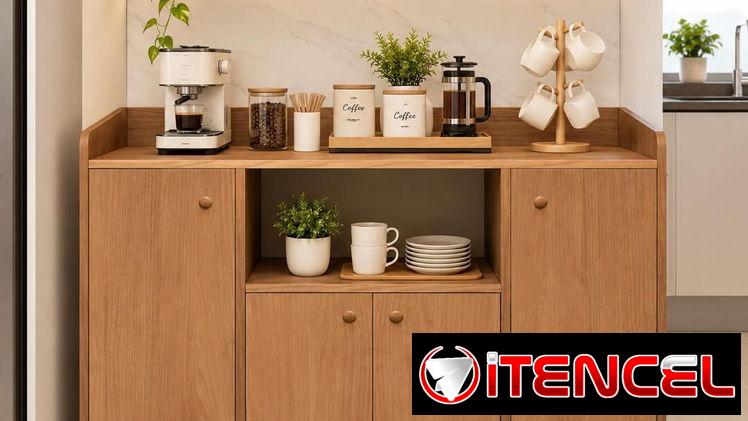 📢 Muebles modernos de madera (estante) para decorar cocina – comedor 🤍🤎 Importados.