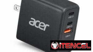 Cargador Acer 67W USB-C GaN de 3 Puertos con Enchufe Plegable para Laptop, Celular y Tablet