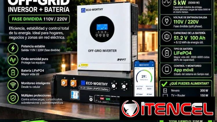 Combo Eco-Worthy de batería 5k + inversor de 5k 110 y 220V