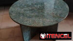 Elegante mesa de centro baja de mármol verde 80 cm diámetro