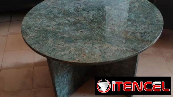 Elegante mesa de centro baja de mármol verde 80 cm diámetro — foto 2