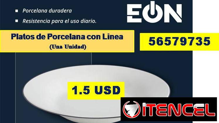 FG-Platos de Porcelana con Linea, una Unidad 1.5 USD ...56579735...Envio Gratis