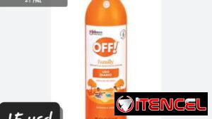 Repelente marca off! anti mosquitos de sprei con una duración máxima hasta de 6 horas