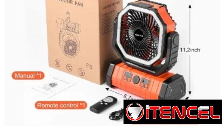 VENTILADOR RECARGABLE PORTÁTIL F6 CON LUZ LED 20000mAh