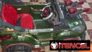 Carrito electrico tipo jeep militar, grande con control remoto y dos baterías de repuesto