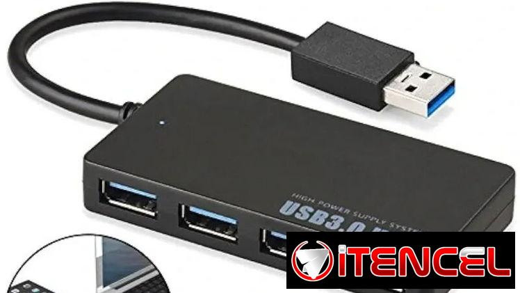 Hub USB 3.0 de alta velocidad de 4 puertos, negro