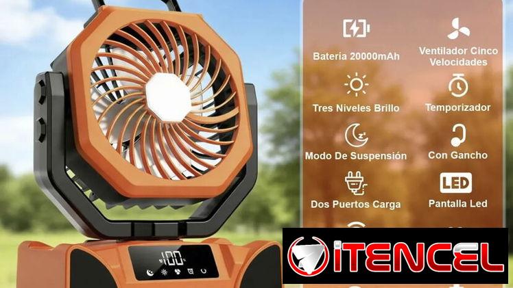 Ventilador recargable con luz led de 20000 mAh. Hasta 58 horas de ventilación continua 70 USD — foto 2