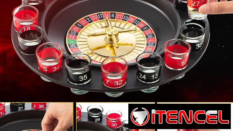 Ruleta de Chupitos Beber 🎲🍷 con 16 Vasos Chupitos de Cristal Numerados, en fiestas, casino y entretenimiento adulto
