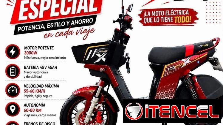 🛵 Moto Eléctrica TOPMAQ X – 3000W / 48V 45Ah / 120 KM