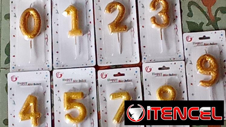 Velas de Cu.pleaños de números Dorados