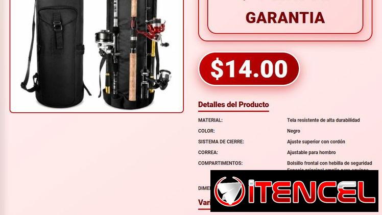 Bolso organizador de pesca con correa y bolsillo frontal Bolso para pesca negro de tela resistente VPT-0023