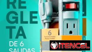 Regleta de 6 salidas 1m (extensión) 5 USD
