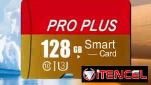Memoria de micro SD de 128 GB clase 10 con adaptador.