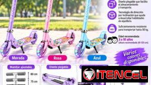 Carriola Monopatín De Pie Plegable Para Niños 2-8 Años y de 3 a 10 años. Rosada, azul, roja, negra y verde.