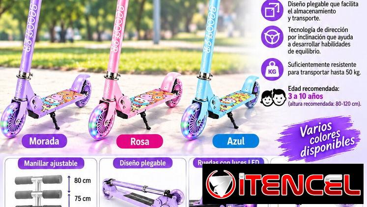 Carriola Monopatín De Pie Plegable Para Niños 2-8 Años  y de 3 a 10 años. Rosada, azul, roja, negra y verde. — foto 1