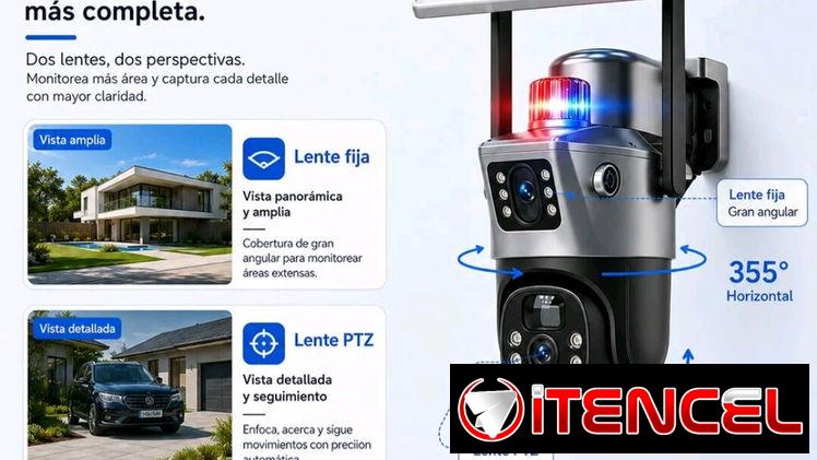 Cámara solar de doble lente wifi