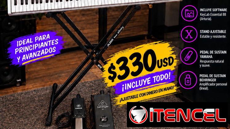TECLADO MIDI ALESIS KEYLAB ESSENTIAL 88 + SOPORTE + PEDAL YAMAHA – 330 USD