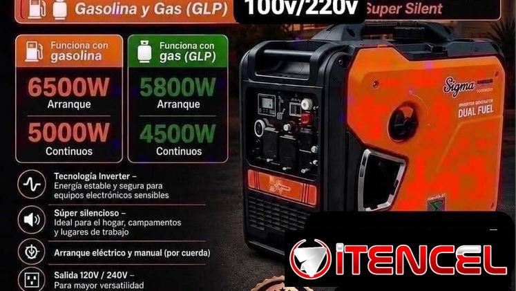 Planta Eléctrica Sigma (Dual Fuel Inverter Generator, Super Silent), Garantía de 7 días, Entrega gratis según municipio