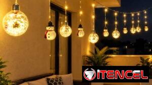 Cadena de luces con muñecos de navidad