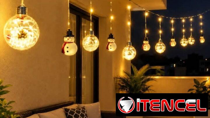 Cadena de luces con muñecos de navidad