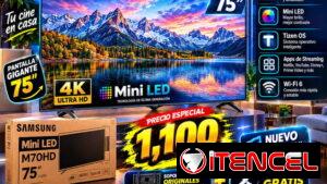 🚀 ¡PANTALLA GIGANTE DE 75 PULGADAS!  ✨ SAMSUNG MINI LED 4K UHD | SERIE M70HD ✨📲 WHATSAPP: 53321047
