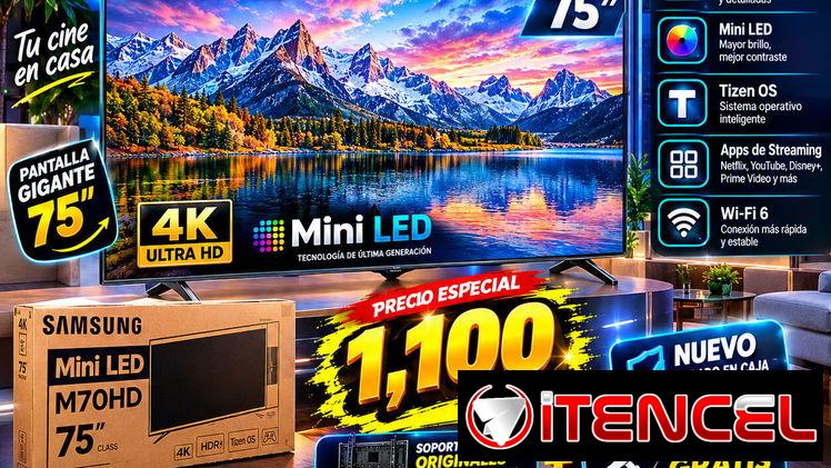 🚀 ¡PANTALLA GIGANTE DE 75 PULGADAS! ✨ SAMSUNG MINI LED 4K UHD | SERIE M70HD ✨📲 WHATSAPP: 53321047 — foto 1