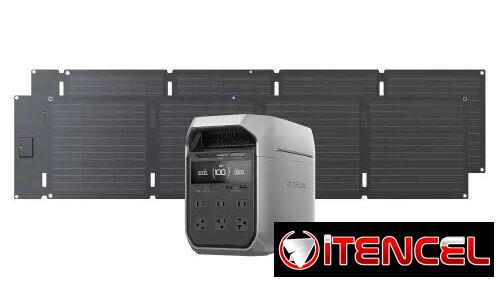 EcoFlow DELTA 3 Plus 1024Wh 1800W con 2 Paneles Solares de 60W – Estación de Energía Portátil para Apagones