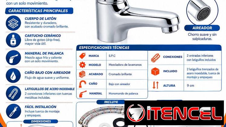 LLAVE MEZCLADORA DE LAVAMANOS S.P.C ✨🚿