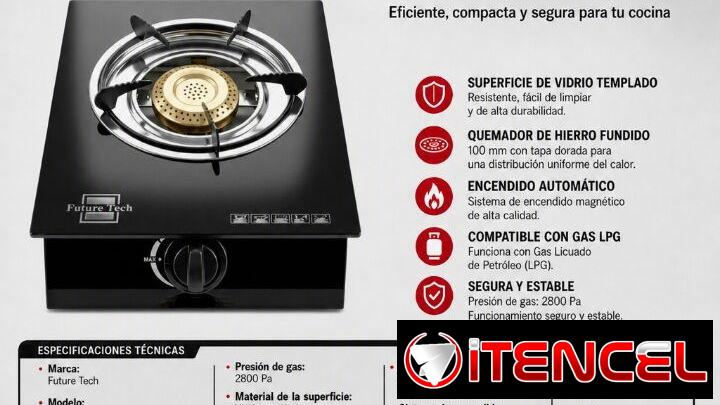HORNILLA DE GAS.  COCINA DE GAS DE VITROCERÁMICA 1 QUEMADOR
