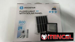 Lampara foco reflector solar 100w 800Lumen 2400mA DC3.2V 10Ah IP66