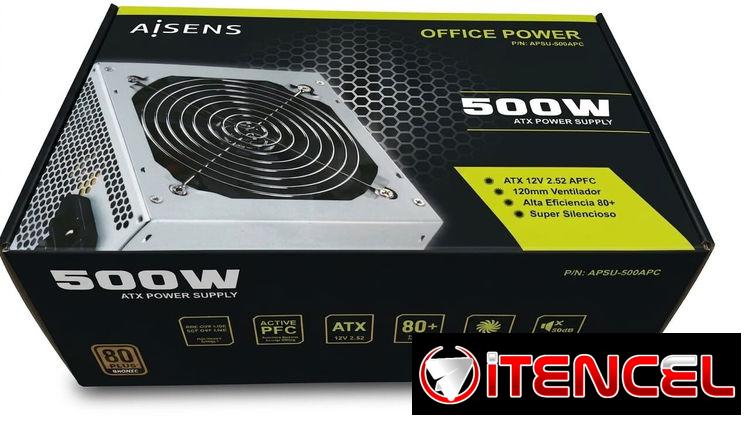 Fuente Aisens 500w 36 amp Certificada 80+ Bronce Plus 24 pin motherboard 8 pin Microprocesador 8 pin tarjeta Video 4 con