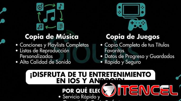 Copia de música, juegos para IOS y Android