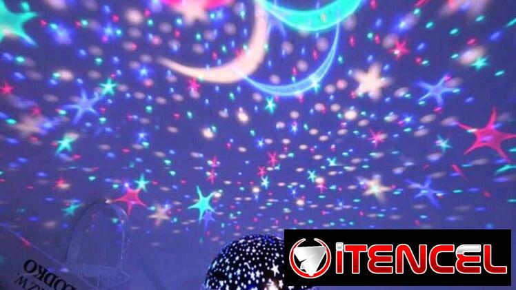 Proyector de estrellas con rotación de 360 grados, 4 bombillas LED, 16 colores, carga USB