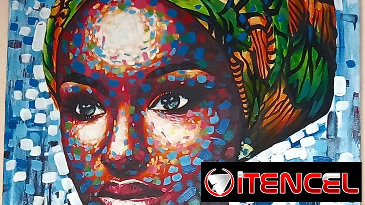 Cuadro (lienzo) de chica afro