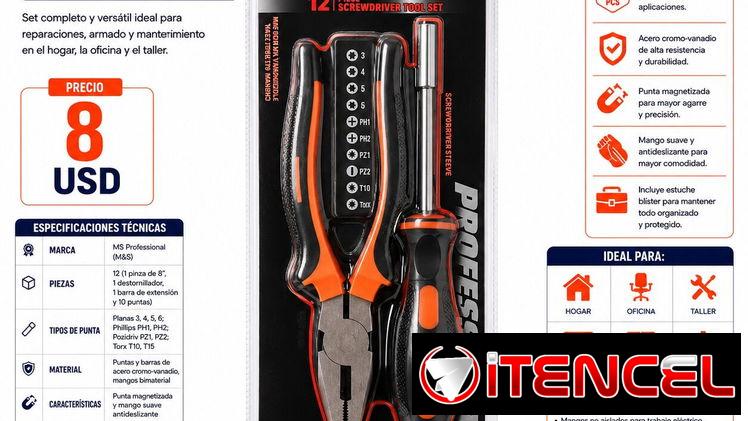 JUEGO DE DESTORNILLADORES Y PINZA MS PROFESSIONAL MS-24001