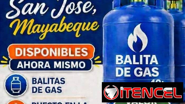 Venta de balita de gas con mensajería a la Habana por costo adicional
