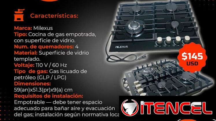 🥘 145 🥘 ESTUFA DE GAS EMPOTRADA MILEXUS. SERVCIO DE ENTREGA, FACTURA Y GARANTÍA. TLF 54833699