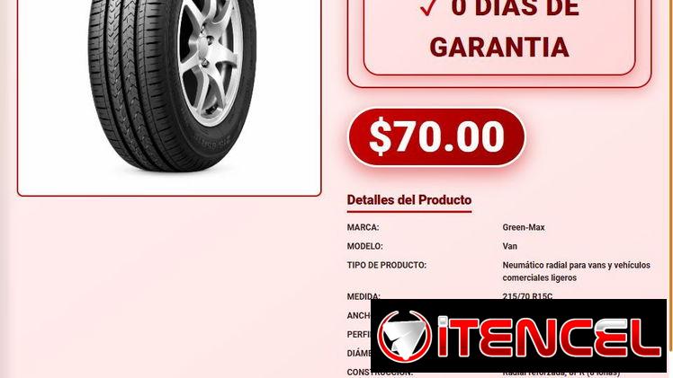 Goma Green-Max Van 215/70R15C Resistencia Total Llanta Green-Max Van 215/70R15C Ancho 215mm VPT-0166