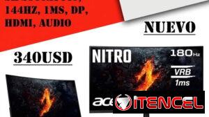 Monitor Acer Nitro 32" WQHD 2K (340usd) 2560x1440, 144Hz, 1ms, DP, HDMI, Audio "Nuevo Sellado"
