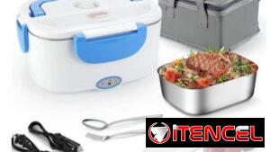🔖Lonchera eléctrica‼️Trae todo lo de la foto, el bolso térmico, recipiente metálico, cable para conectar al auto y más.