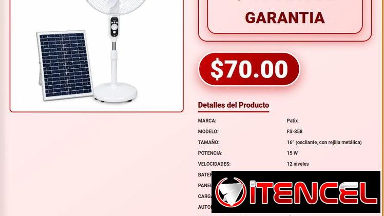 VENTILADOR DE PEDESTAL RECARGABLE PATIX .